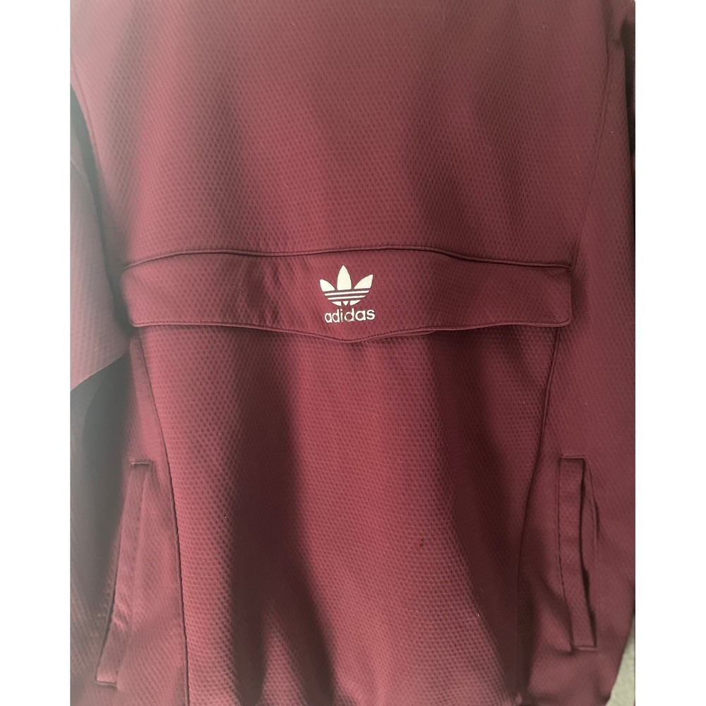 Adidas Originals Maroon Burgundy 3-Stripe Activewear Hooded Sweatshirt Womens M - Picture 3 of 11